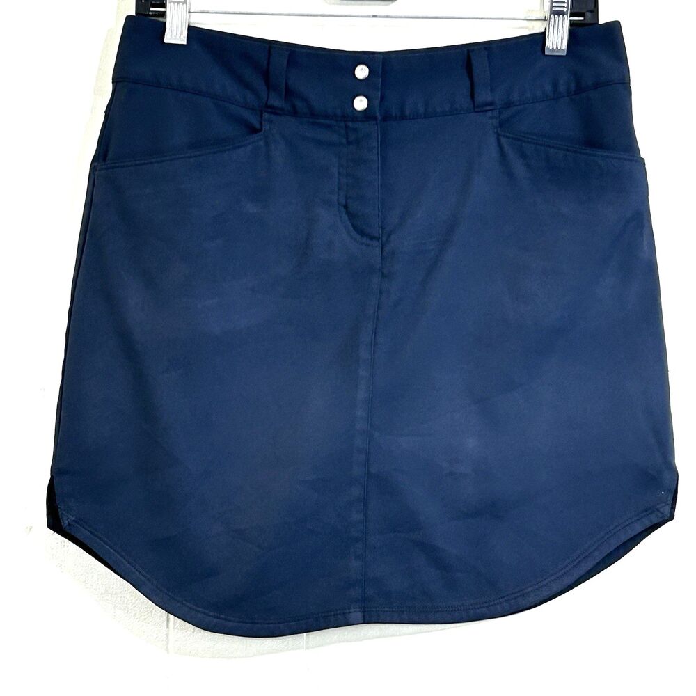 Adidas 3-Stripes Athletic Skort Navy Blue Size 6 Pockets Golf Tennis Sport Skort